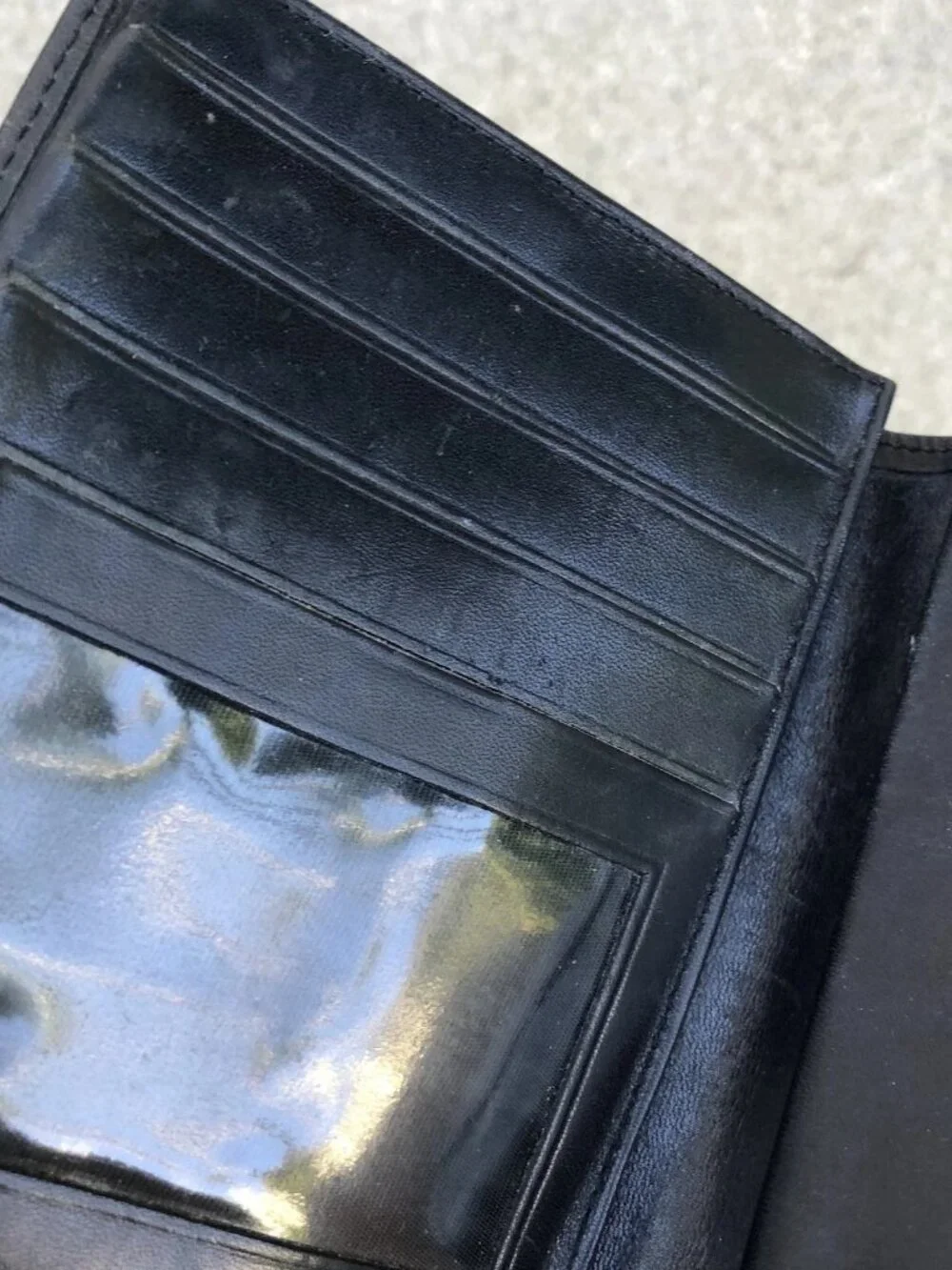 VTG CASTROL OIL Genuine Leather Wallet Black Bifold Unisex Card Holder 5